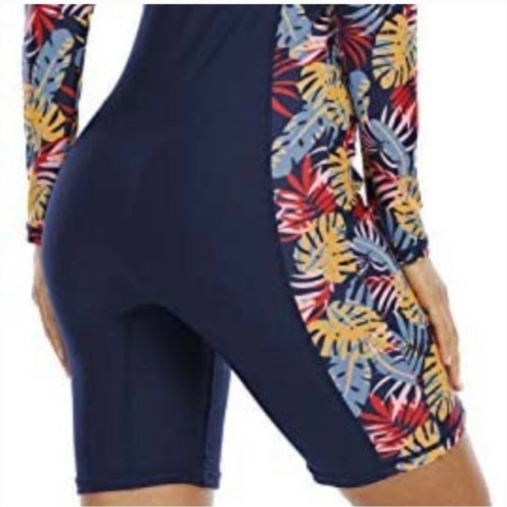 Halcurt Women's Navy Floral Long Sleeve Swimsuit # A-2 - Picture 8 of 15